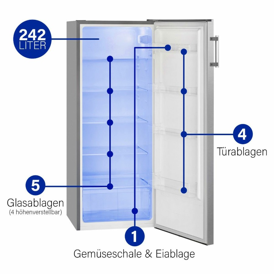 Bomann Bomann Vollraumkuhlschrank Vs 7316.1 Edelstahl-Optik Vollraumkuhlschranke