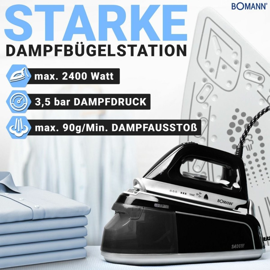 Bomann Bomann Dampfbugelstation Dbs 6034 Cb Schwarz Textilpflege