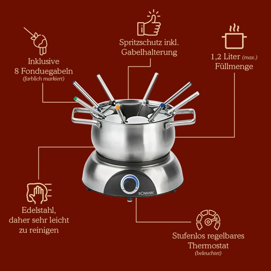 Bomann Bomann Fondue-Set Fd 2248 Cb Edelstahl Fun Cooking