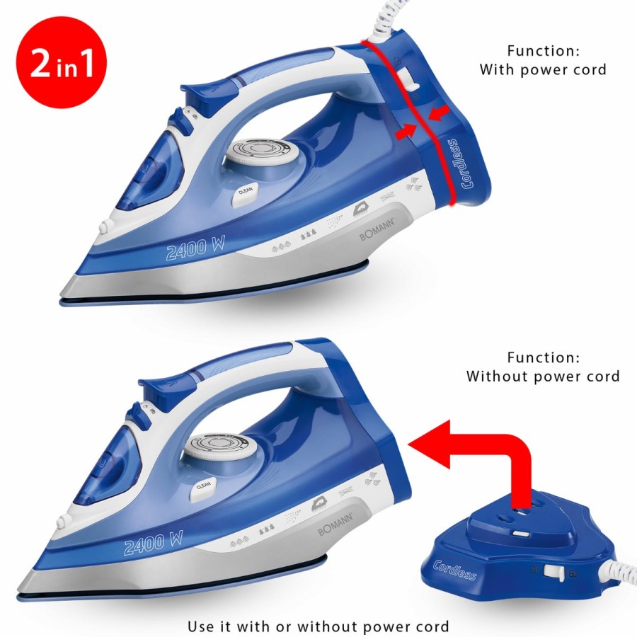 Bomann Bomann Schnurloser Dampfbugelautomat Db 6006 Cb Weis/Blau Textilpflege