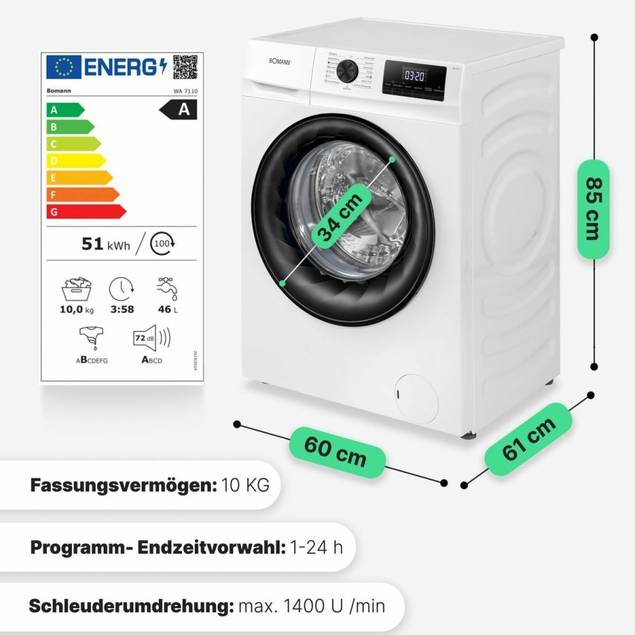 Bomann Bomann Waschmaschine Wa 7110 Weis Waschmaschinen & Trockner