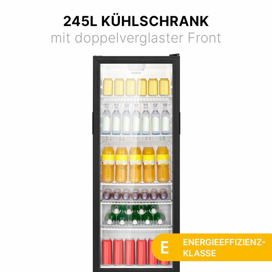 Bomann Bomann Glastur-Kuhlschrank Ksg 7289 Schwarz Glasturkuhlschranke & Weinkuhler